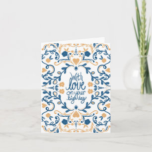 Dia do Casamento Com Amor, Cartão de Arte Popular,