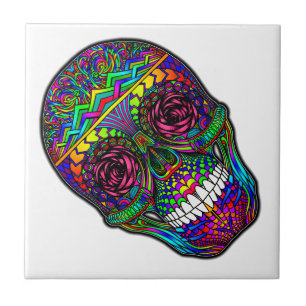 Dia do crânio do açúcar da arte colorida do