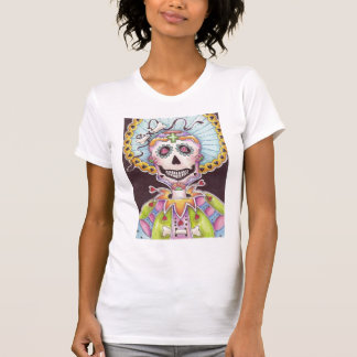 Dia do Esqueleto Morto com Camiseta de Corações