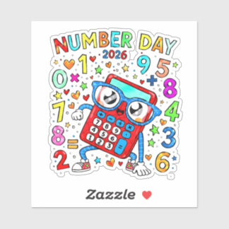 Dia do Número 2026 Adesivo de Matemática Fofo para