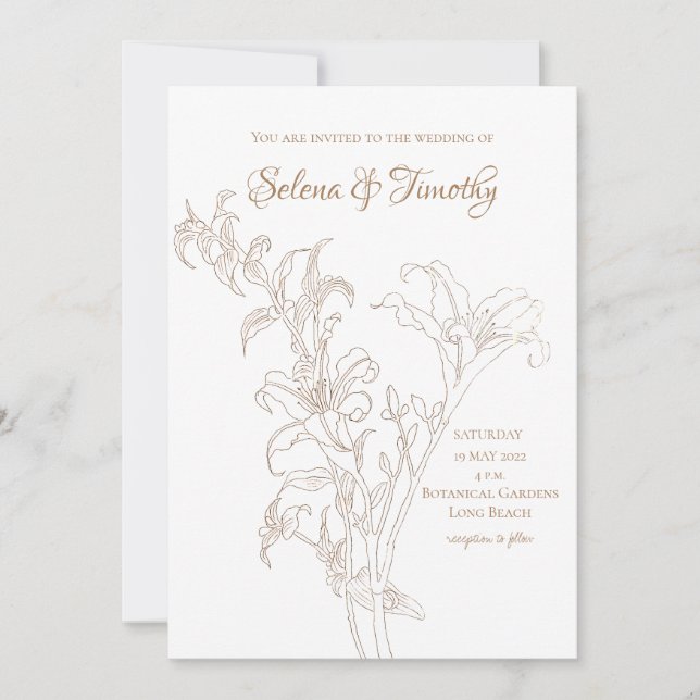 Dia do ouro de Convite para Casamento (Frente)