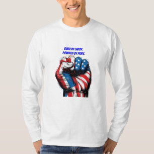 Dia do Trabalho de Bandeira Americana em Camisa Az