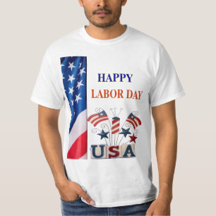 Dia do Trabalho de Bandeira Americana em Camisa Az
