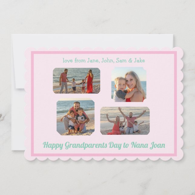 Dia dos Avós da FOTO FOTO de Borda Rosa (Frente)