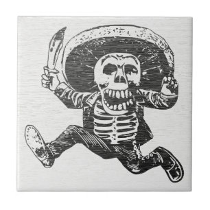 Dia dos Mortos - Azulejo Cerâmico de Esqueleto Mex