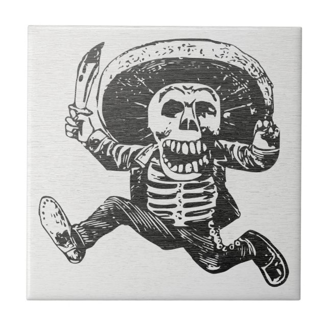 Dia dos Mortos - Azulejo Cerâmico de Esqueleto Mex (Frente)