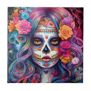 Dia dos Mortos Da Garota Do Crânio Do Açúcar