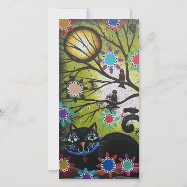 Dia dos Mortos, Gato Negro Art_ Cartão com fotos (Frente)