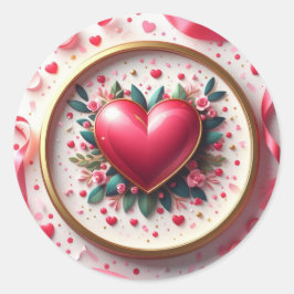 Dia dos Namorados / Rótulo Adesivo Redondo LOVE