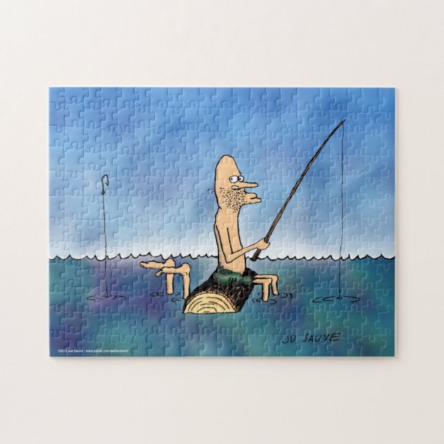 Dia Estranho Pescar Quebra-cabeça de Cartoon Engra (Horizontal)