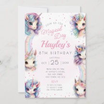 Dia Mágico do Convite de aniversário Unicórnio