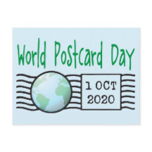 Dia Mundial dos Cartões postais com mapa do globo