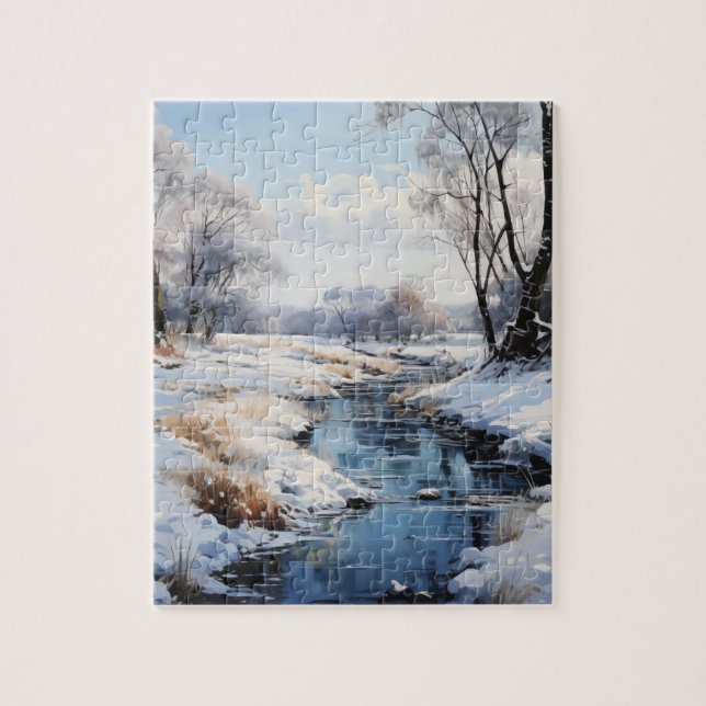 Dia Sunny do Inverno no País Quebra-cabeça (Vertical)