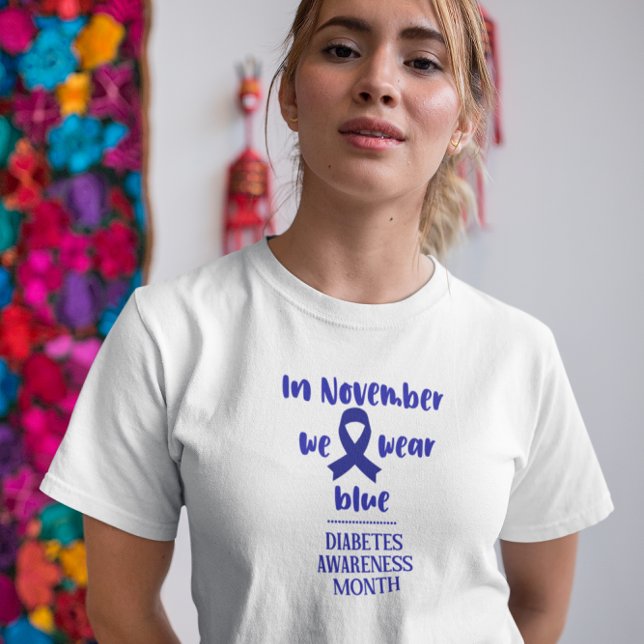 Diabetes Consciência Mês Mulher Branca Camisa (Criador carregado)