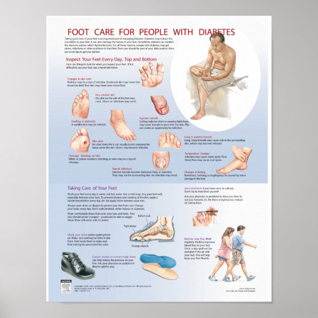 Diabetes Foot Care Poster - Netter Chart (Frente)