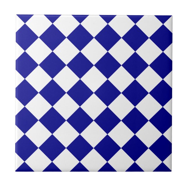 Diag Checkered - branco e azul escuro (Frente)