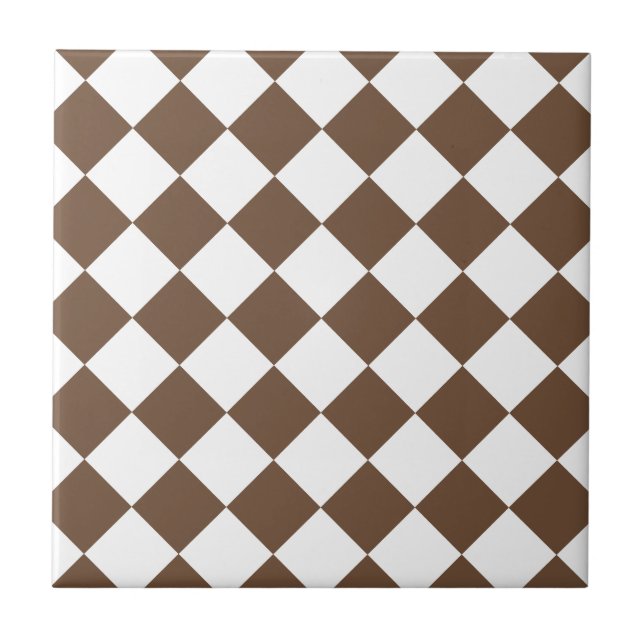 Diag Checkered - branco e café (Frente)