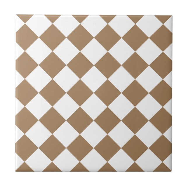 Diag Checkered - Brown branco e pálido (Frente)