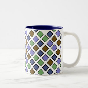 DIAG SQUARES mais caneca azul de café de dois tons