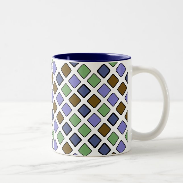 DIAG SQUARES mais caneca azul de café de dois tons (Direita)