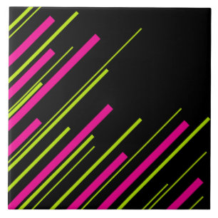 Diagonais em Verde limão, rosa-quente e preto