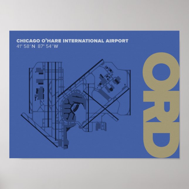 Diagrama Poster do Aeroporto de Chicago O'Hare (OR (Frente)