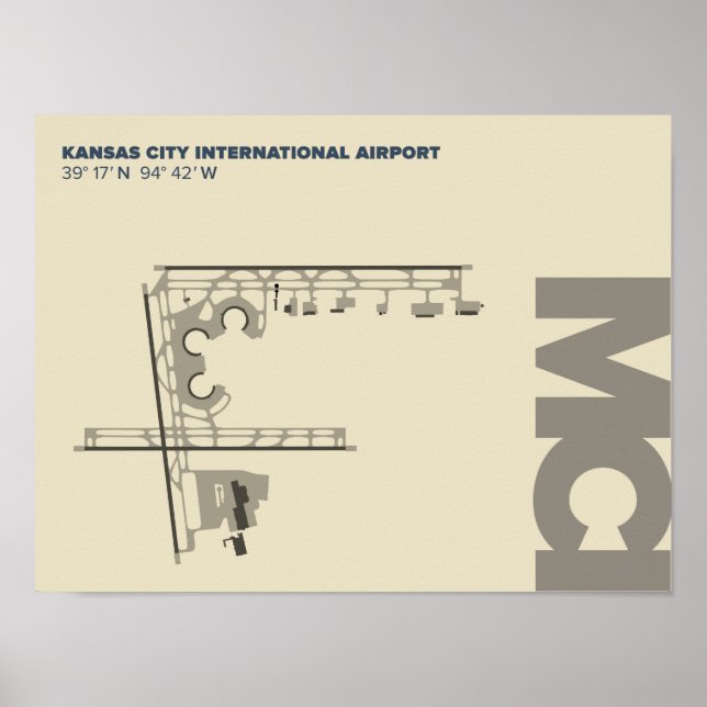 Diagrama Poster do Aeroporto de Kansas City (MCI) (Frente)
