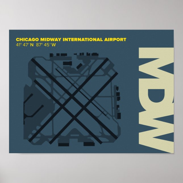 Diagrama Poster do Aeroporto de Midway de Chicago  (Frente)