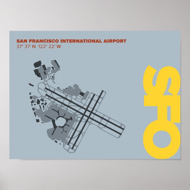 Diagrama Poster do Aeroporto de São Francisco (SFO (Frente)