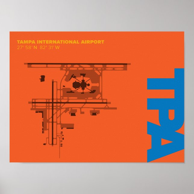 Diagrama Poster do Aeroporto de Tampa (TPA) (Frente)