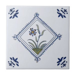 Diamante Delft Frame Floral Azul Múltiplo