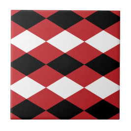 Diamante Geométrico Branco Negro Em Fundo Vermelho