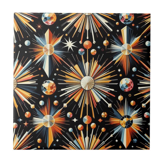Diamante Laranja Moderno Meados do Século  (Frente)