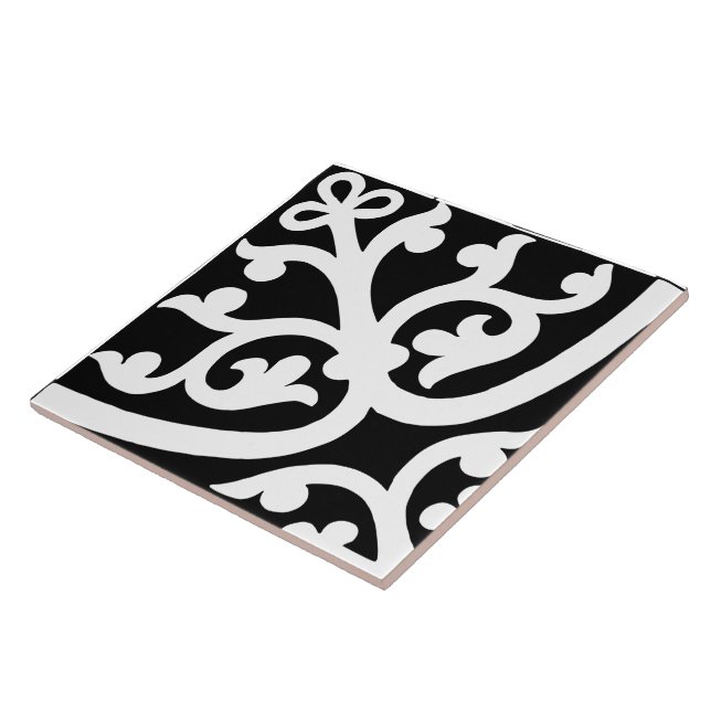 Diamante Orientado Abstrato Preto e Branco Estilos (Lateral)