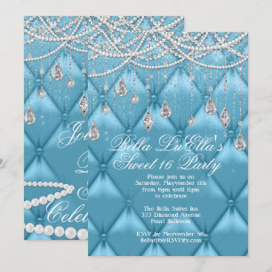 Diamante, pérolas e convites de festas de Bling