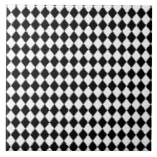 Diamante Preto e Branco com Padrão Argyle