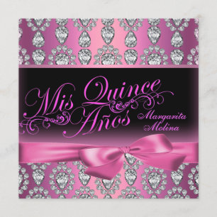 Diamante rosa e Arco Quinceanera Convite