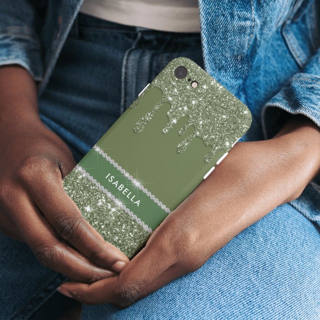 Diamante Verde da Glitter do Sábio Moderno (The photos provided showcase the design of the case. Fit for iPhone models from 7 to 15.)