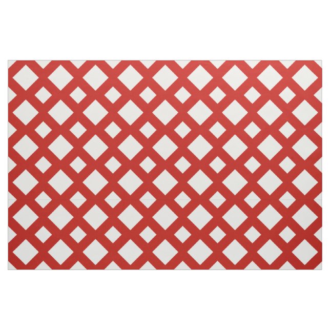 Diamantes brancos geométricos no tecido vermelho (Fat Quarter)