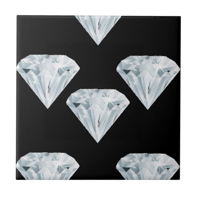 Diamantes brilhantes de prata em preto (Frente)