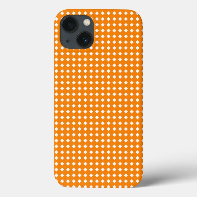 Diamantes com padrão geométrico laranja e branco (Verso)
