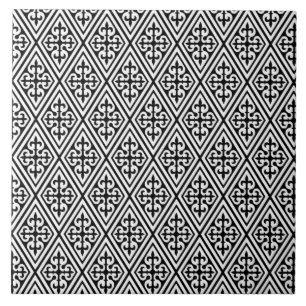 Diamantes de Damasco Medieval, preto e branco