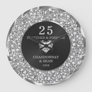 Diamantes De Prata E Relógio Grande Do Coração