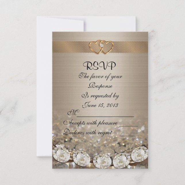Diamantes do cartão de resposta de casamento RSVP  (Frente)