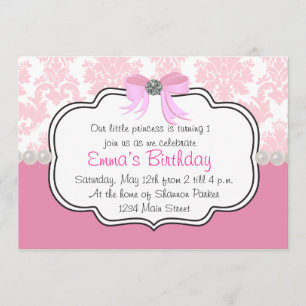 Diamantes e convite cor-de-rosa do damasco das