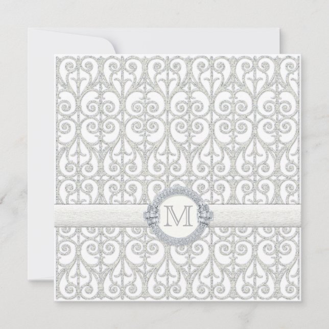 Diamantes e rendas, Convite para Casamento Monogra (Frente)
