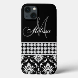 Diamantes impressos Black Damask Personalizados