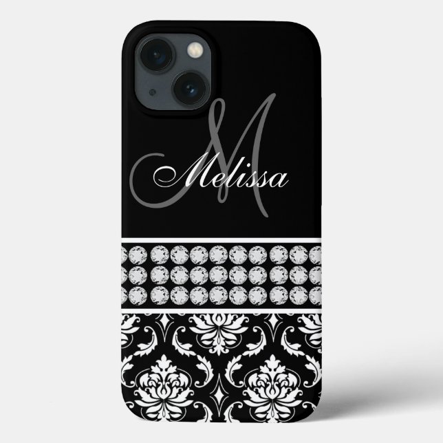 Diamantes impressos Black Damask Personalizados (Verso)