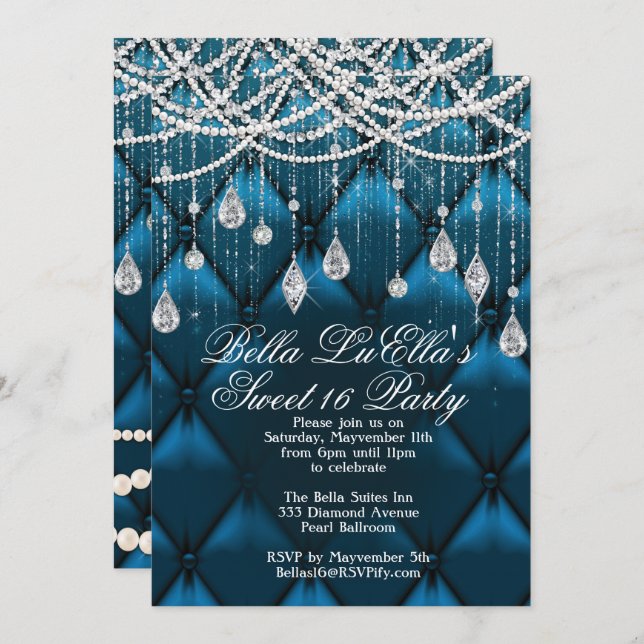 Diamantes, Pérolas e Convites de festas para Bling (Frente/Verso)