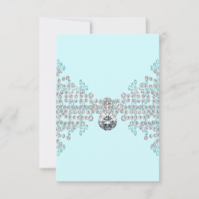 Diamantes Prateados Turquesa Azul RSVP (Frente)